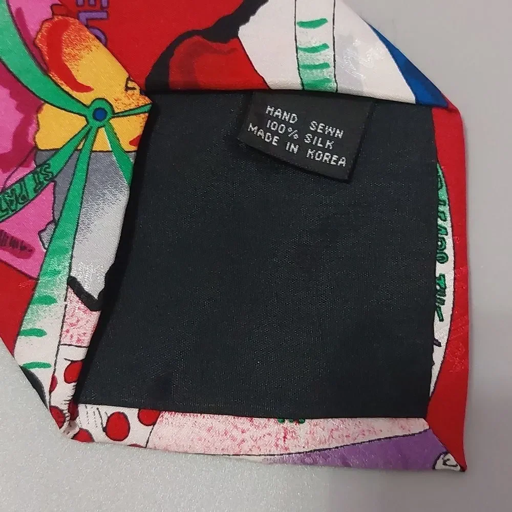 Vintage Nicole Miller Bicycle Tour Around Europe Hand Sewn Designer Silk Tie